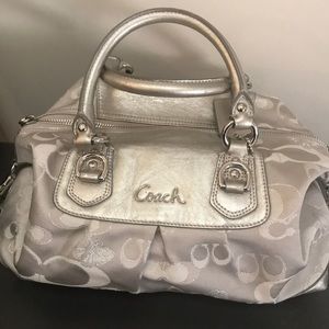 Silver Coach Purse with Pink Lining